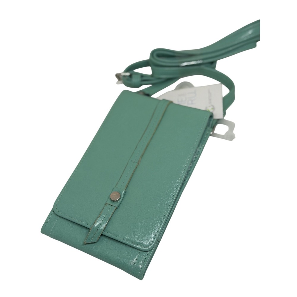 Time and Tru Crossbody Phone Wallet Teal Faux Leather Snap Travel Bag Womens NWT